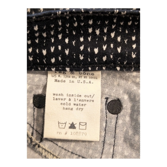 Rag & Bone Beachwood Legging Jeans Speckled Navy White Sz 24 - Picture 6 of 11